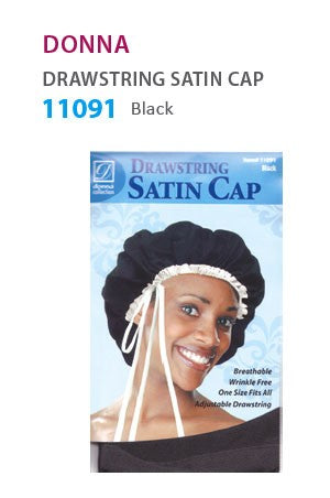 Donna Drawstring Satin Cap #Black
