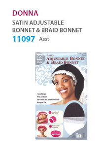 Donna Satin Adjustable Bonnet & Braid Bonnet # Assorted