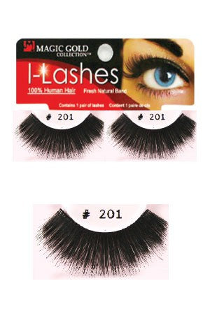 I-Lashes 100% Human Hair Eyelashes #201 Black