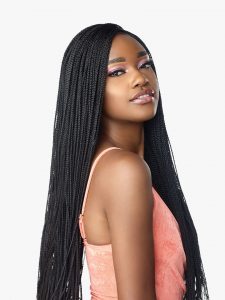 Cloud9 4x4 Part Swiss Lace Wig MICRO BOX BRAID 28", Synthetic Hair Wig