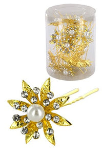 Stone Hair Pin  20/jar Gold  - jar  flower