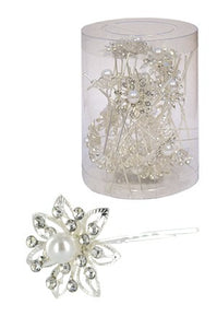 Stone Hair Pin  20/jar Silver  - jar  flower