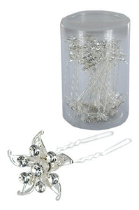 Stone Hair Pin  20/jar Silver  - jar  flower