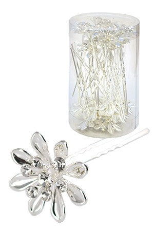 Stone Hair Pin  20/jar Silver  - jar  flower