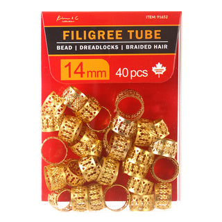 KIM & C Filigree Tube Gold Bead Pack of 40, 14mm