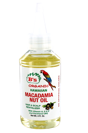 B's Organic Macadamia Nut Oil Hair & Scalp Revitalizer 4oz