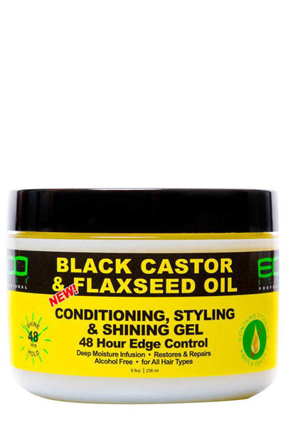 Eco 48hr Edge Control Black Castor & Flaxseed Oil 8oz