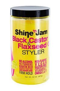 Ampro Shine n Jam Black Castor and Flaxseed Oil Styler 32oz