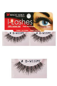 I-Lashes 100% Human Hair Eyelashes #D-Wispy Black